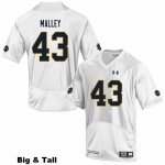 Notre Dame Fighting Irish Men's Greg Malley #43 White Under Armour Authentic Stitched Big & Tall College NCAA Football Jersey IWP7499YP